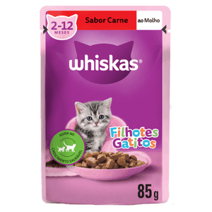 Ração Úmida Whiskas Sachê Carne ao Molho Gatos Filhotes - 85 g Ração Úmida Whiskas Sachê Carne ao Molho Gatos Filhotes - 85 g