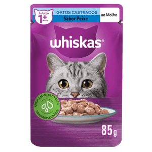 Ração Úmida Whiskas Sachê Peixe ao Molho Gatos Adultos Castrados - 85 g Ração Úmida Whiskas Sachê Peixe ao Molho Gatos Adultos Castrados - 85 g