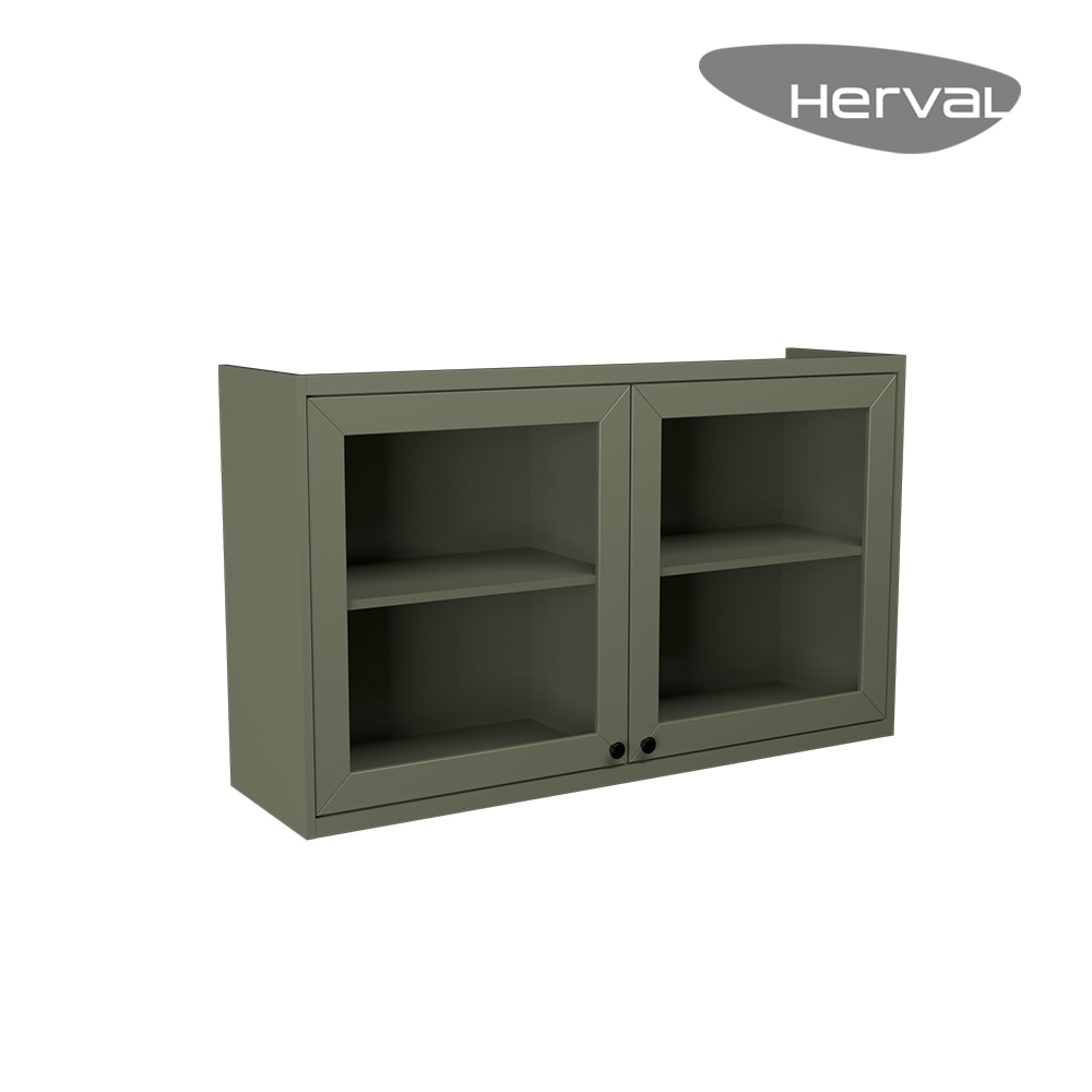 Armário Aéreo MDF Herval Viana, com Vidro, 2 Portas, Verde Hill, 120 cm Armário Aéreo MDF Herval Viana, com Vidro, 2 Portas, Verde Hill, 120 cm