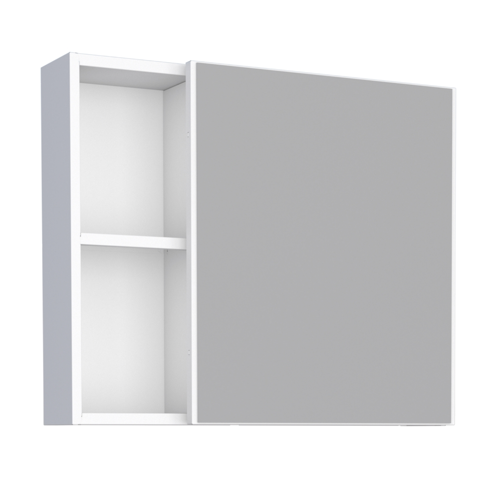 Espelheira em Aço com 1 Prateleira Braga Branco Espelheira em Aço com 1 Prateleira Braga Branco