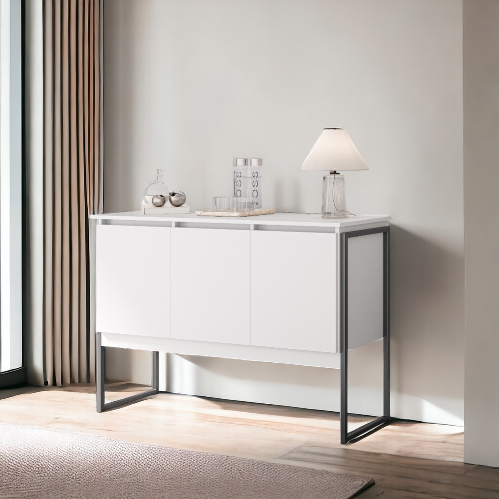 Buffet Elegante com 3 Portas Turim Branco Preto Buffet Elegante com 3 Portas Turim Branco Preto