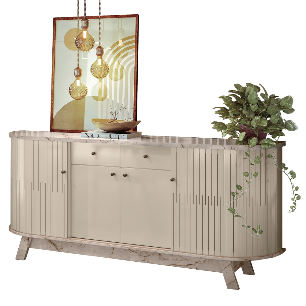 Buffet com 4 Portas e 2 Gavetas Pescara Calacata Off White Buffet com 4 Portas e 2 Gavetas Pescara Calacata Off White