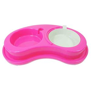 Comedouro Duplo Luxo Rosa Furacão Pet - Único Comedouro Duplo Luxo Rosa Furacão Pet - Único