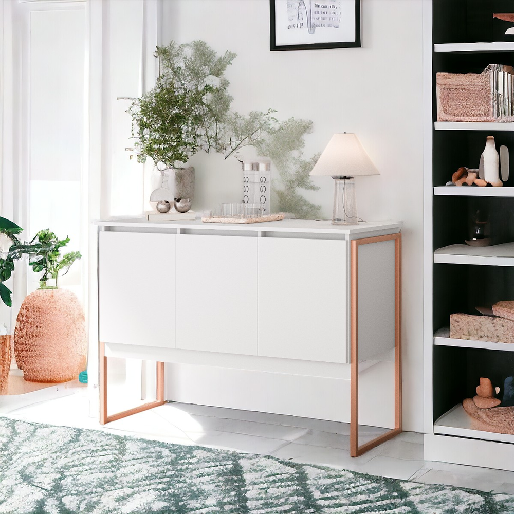 Buffet Classico com 3 Portas Veneza Branco Cobre Buffet Classico com 3 Portas Veneza Branco Cobre