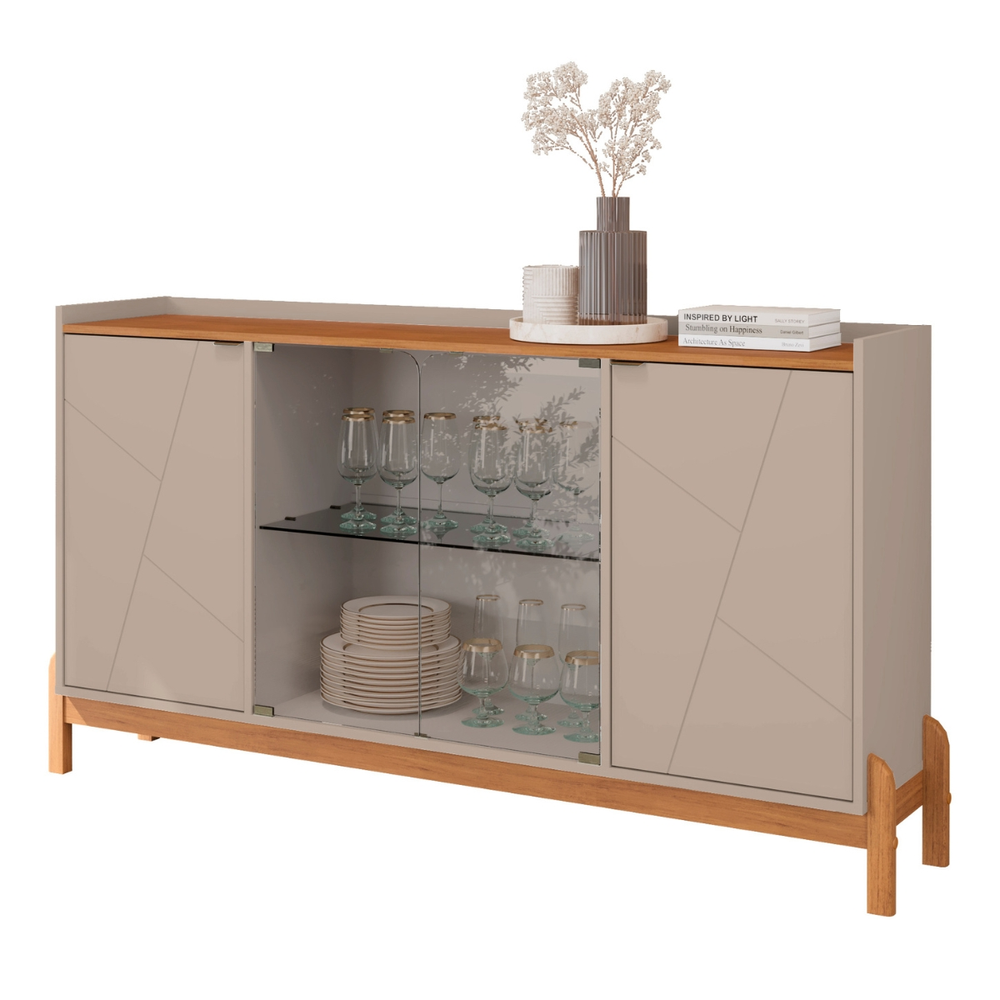 Buffet Aparador 2 Portas Com Vidro Madri Off White Cedro Buffet Aparador 2 Portas Com Vidro Madri Off White Cedro