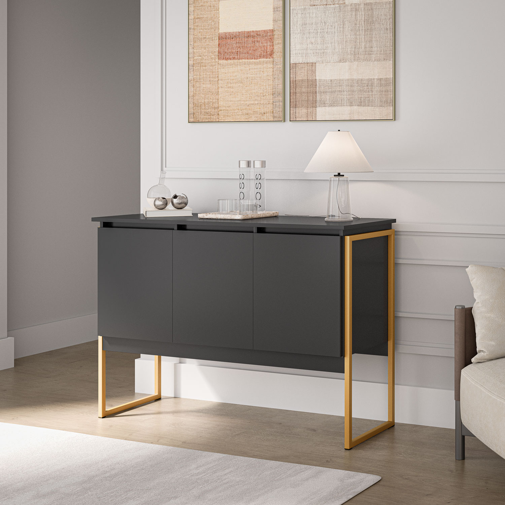 Buffet Classico com 3 Portas Veneza Preto Dourado Buffet Classico com 3 Portas Veneza Preto Dourado
