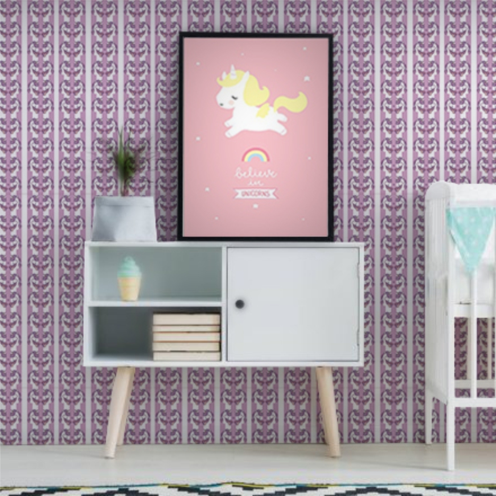 Papel de Parede Kids Unicórnio Lilás Papel de Parede Kids Unicórnio Lilás