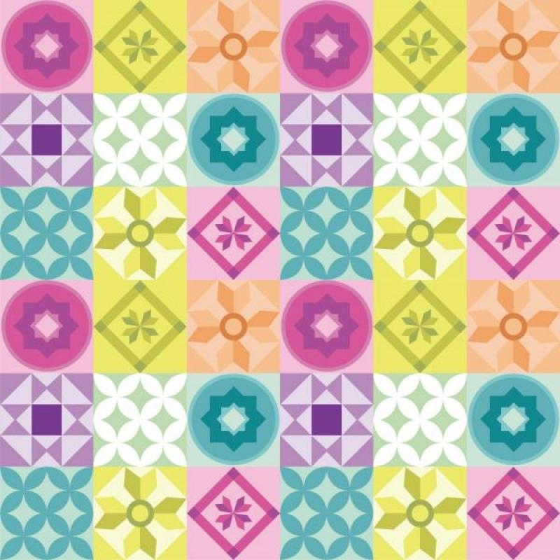 Papel de Parede Kids Azulejo Geométrico Vivo Papel de Parede Kids Azulejo Geométrico Vivo