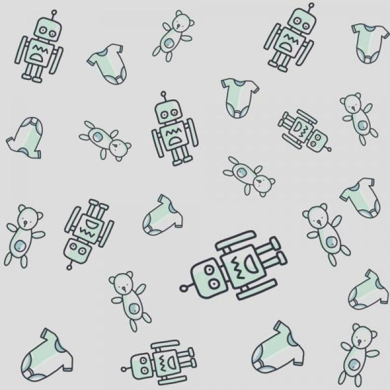 Papel de Parede Kids Robô Ursinho Baby Papel de Parede Kids Robô Ursinho Baby