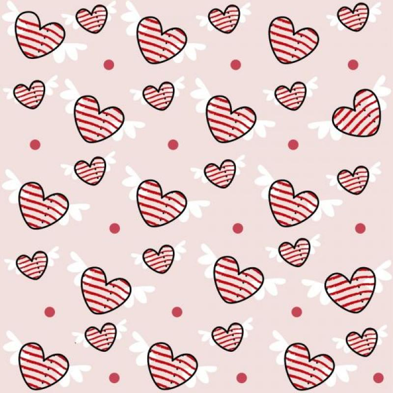 Papel de Parede Kids Corações com Asas Papel de Parede Kids Corações com Asas