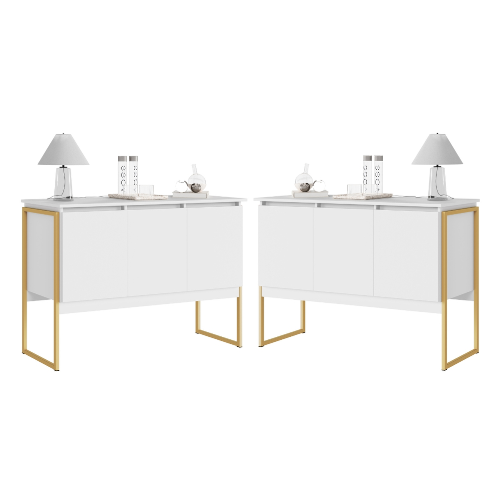 Conjunto de Buffets Industriais Milão Branco Dourado Conjunto de Buffets Industriais Milão Branco Dourado