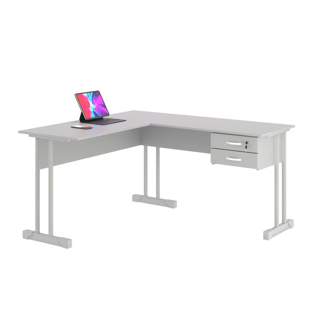 Escrivaninha Para Computador L Com 2 Gavetas Range - Cinza Escrivaninha Para Computador L Com 2 Gavetas Range - Cinza