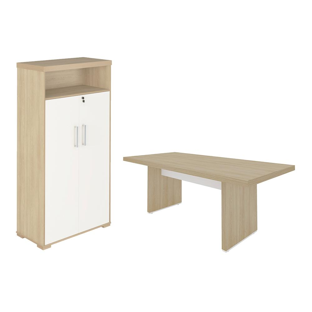 Conjunto Escrivaninha e Armário Eastbourne Carvalho Branco Conjunto Escrivaninha e Armário Eastbourne Carvalho Branco
