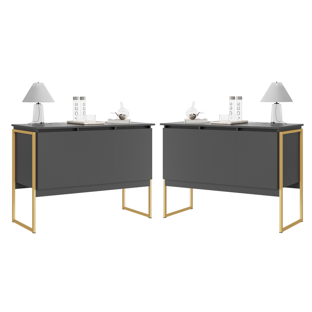 Conjunto de Buffets Industriais Milão Preto Dourado Conjunto de Buffets Industriais Milão Preto Dourado