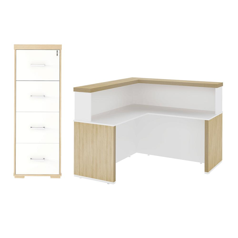 Conjunto Balcão e Arquivo Berlim Carvalho Branco Conjunto Balcão e Arquivo Berlim Carvalho Branco