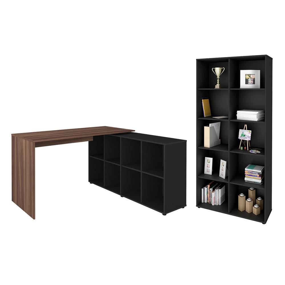 Conjunto Escrivaninha e Estante Ratisbona Ipê Preto Conjunto Escrivaninha e Estante Ratisbona Ipê Preto