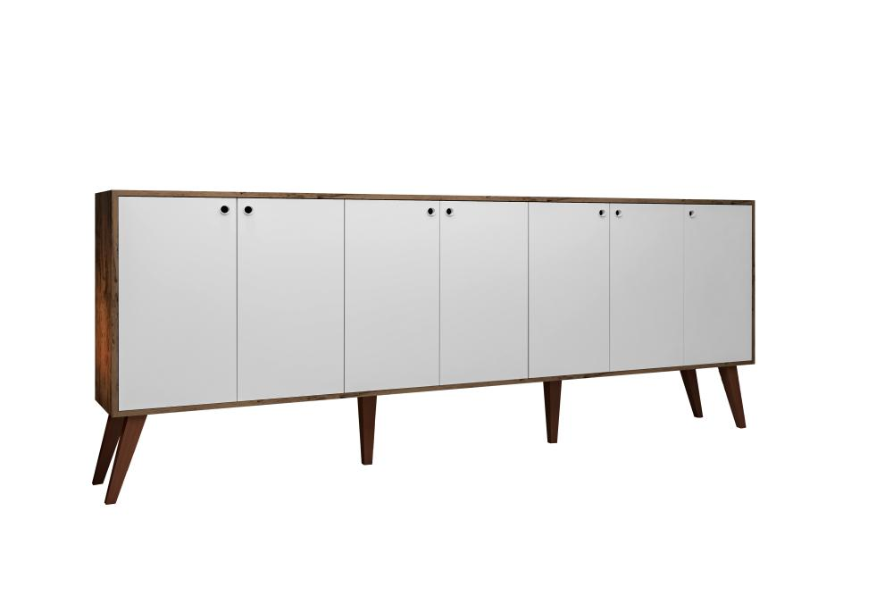 Balcão Aparador Buffet Retrô 7 Portas Com Pés Palito Castani com Branco Bela Casa Balcão Aparador Buffet Retrô 7 Portas Com Pés Palito Castani com Branco Bela Casa