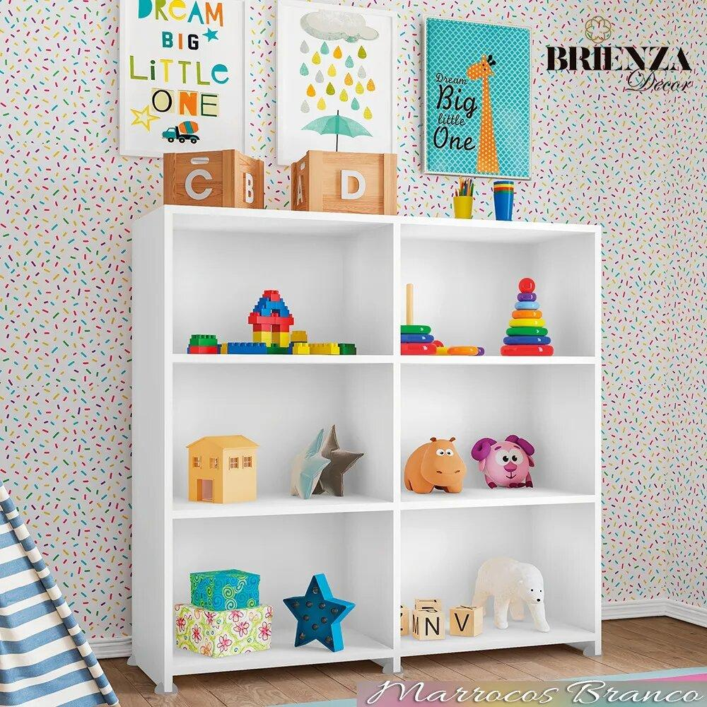 Estante Infantil Branca para Quarto do Bebê Marrocos 06 Nichos Casa Mobilia Estante Infantil Branca para Quarto do Bebê Marrocos 06 Nichos Casa Mobilia