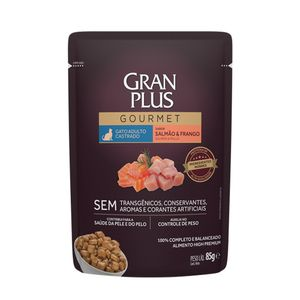 Ração Úmida GranPlus Gourmet Gatos Castrados Salmão e Frango - 85 g Ração Úmida GranPlus Gourmet Gatos Castrados Salmão e Frango - 85 g