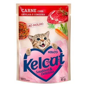 Ração Úmida Kelcat Carne com Ervilha e Cenoura - 85 g Ração Úmida Kelcat Carne com Ervilha e Cenoura - 85 g