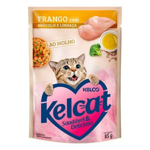 Ração Úmida Kelcat Frango com Brócolis e Linhaça - 85 g Ração Úmida Kelcat Frango com Brócolis e Linhaça - 85 g