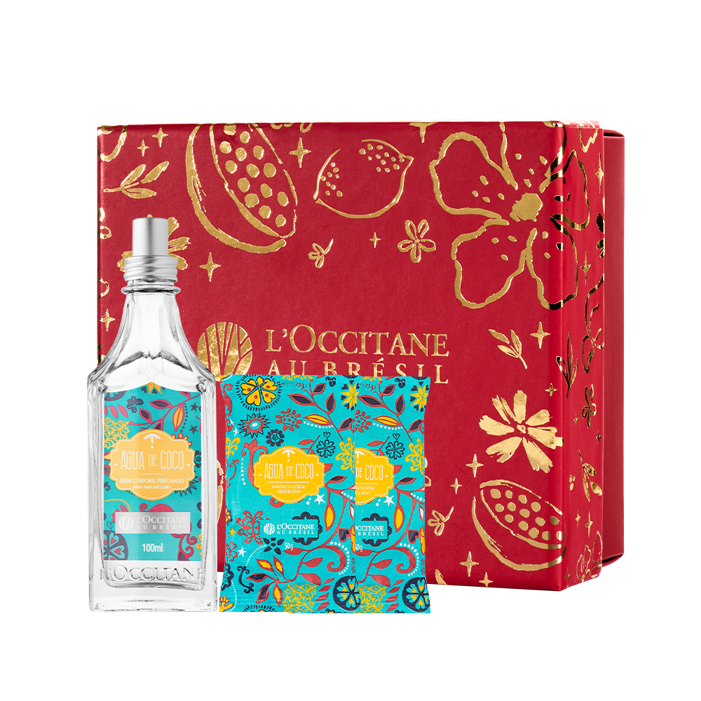 Presente Banho Água de Coco: Spray e Sabonetes