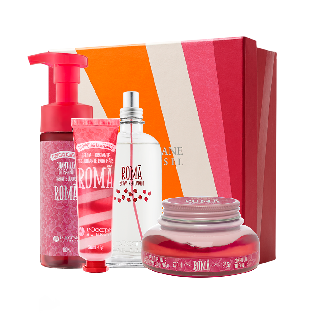 Combo Romã: Chantilly de Banho, Geleias Hidratantes e Spray Perfumado Combo Romã: Chantilly de Banho, Geleias Hidratantes e Spray Perfumado