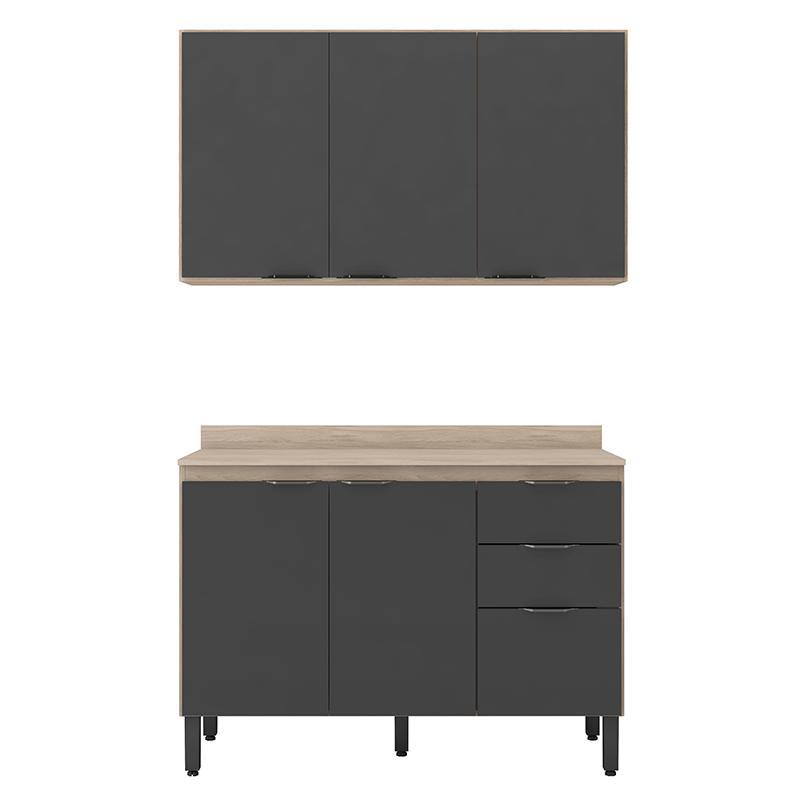Cozinha Modulada Composição 10 Firenze 2 Peças Avena/Grafito - Demóbile Cozinha Modulada Composição 10 Firenze 2 Peças Avena/Grafito - Demóbile