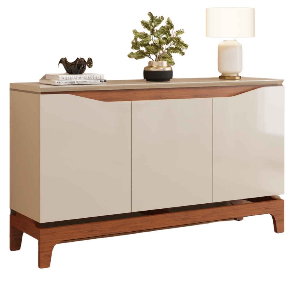 Balcao Buffet 3 Portas 136 cm Joile Freijo Off White DJ MOVEIS Balcao Buffet 3 Portas 136 cm Joile Freijo Off White DJ MOVEIS