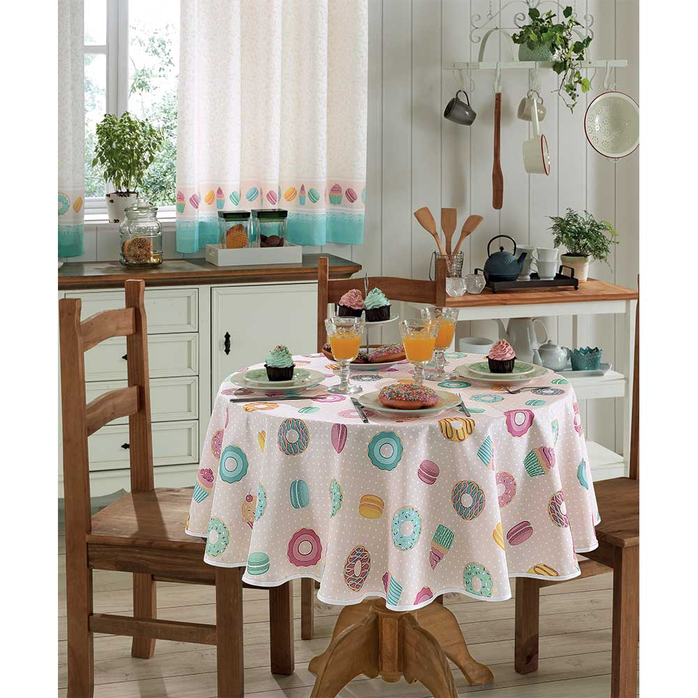 Toalha de Mesa Genebra Redonda Isolde Dohler Toalha de Mesa Genebra Redonda Isolde Dohler