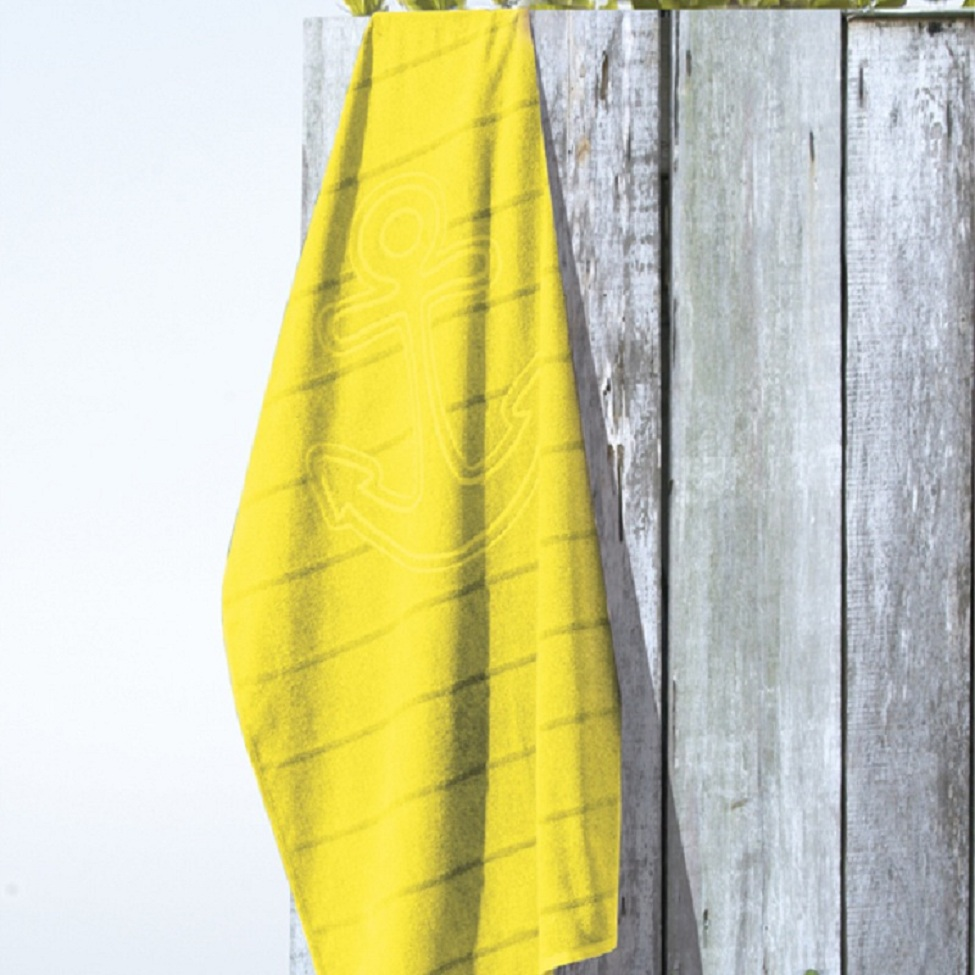 Toalha De Praia Velour Jacquard Liso Amarelo FJ-5150 Toalha De Praia Velour Jacquard Liso Amarelo FJ-5150