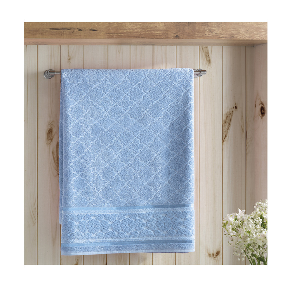 Toalha de Banho Felpudo Liso Jacquard Confort Azul Claro Dohler Toalha de Banho Felpudo Liso Jacquard Confort Azul Claro Dohler