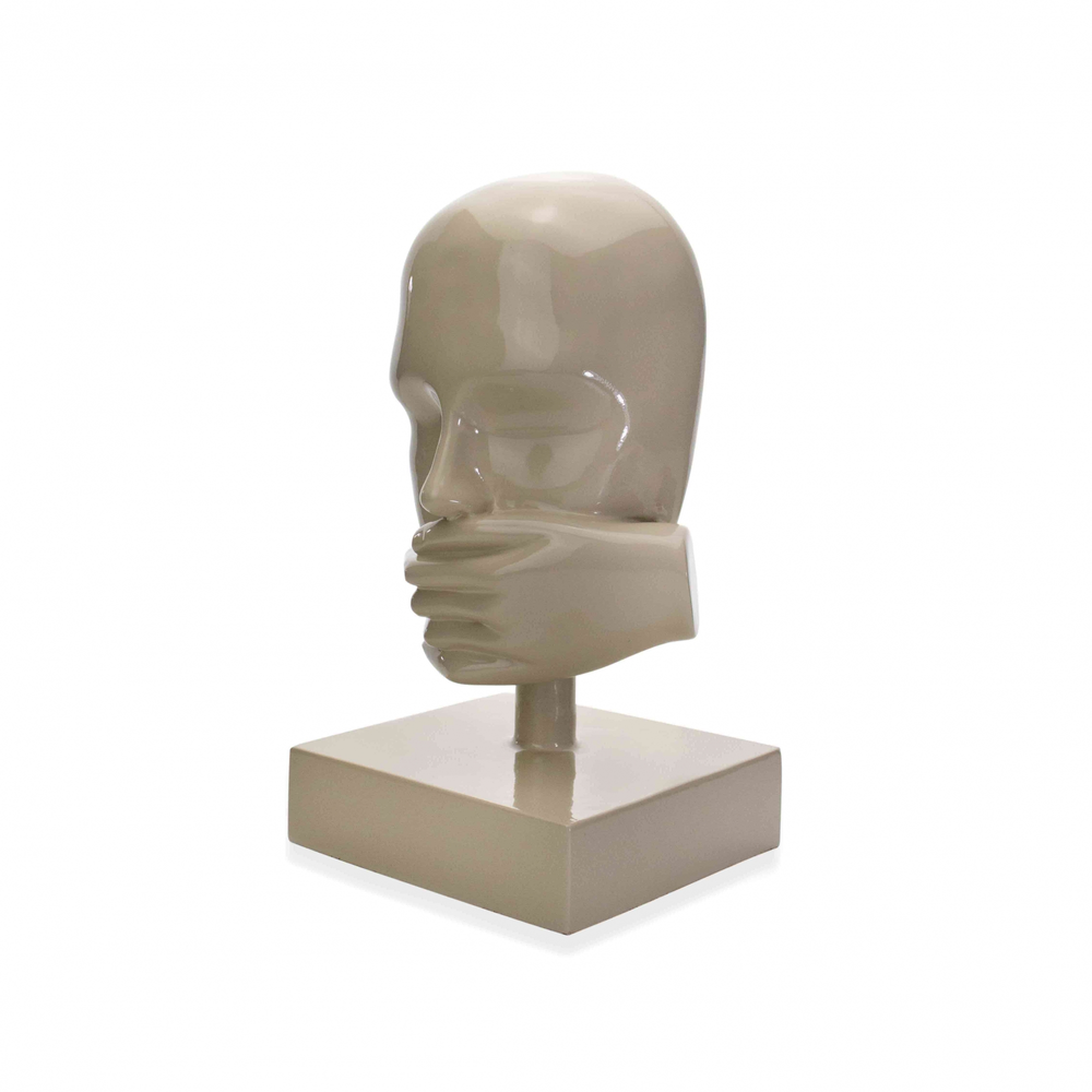 Escultura Decorativa Rosto Silêncio em Cerâmica Nude 25x15 - D'Rossi Escultura Decorativa Rosto Silêncio em Cerâmica Nude 25x15 - D'Rossi