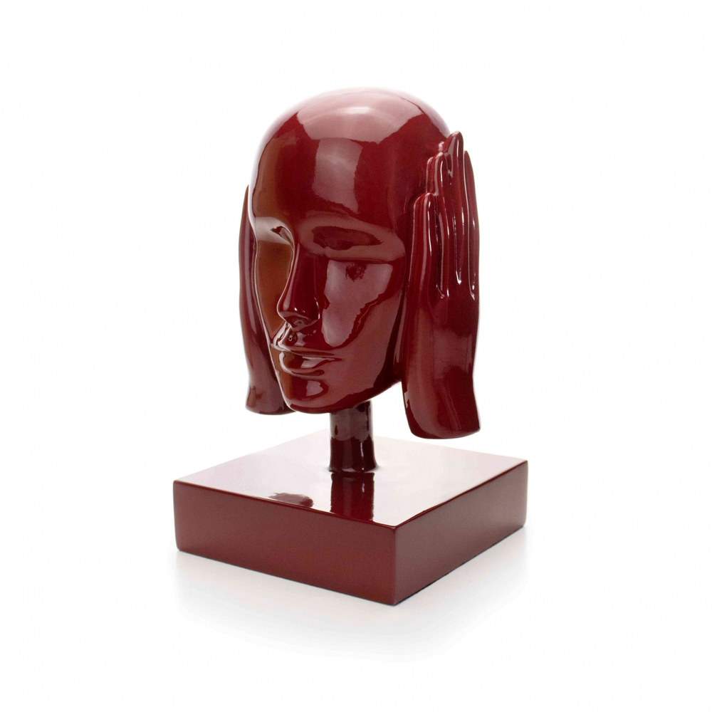 Escultura Decorativa Máscara Surdo em Cerâmica Vermelho Ocre 25x15 cm - D'Rossi Escultura Decorativa Máscara Surdo em Cerâmica Vermelho Ocre 25x15 cm - D'Rossi