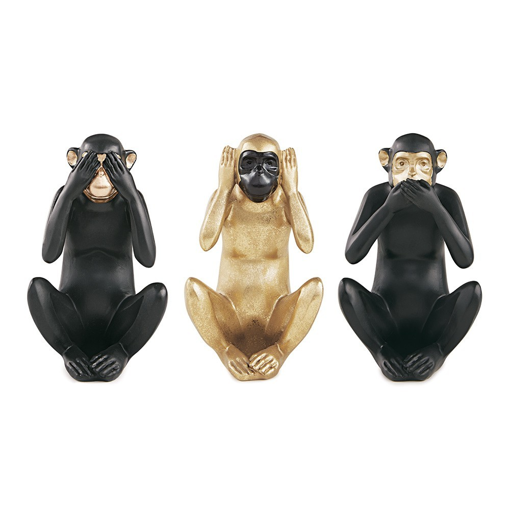 Kit Escultura Decorativa Decorativa Macaco Da Sabedoria - D'Rossi Kit Escultura Decorativa Decorativa Macaco Da Sabedoria - D'Rossi