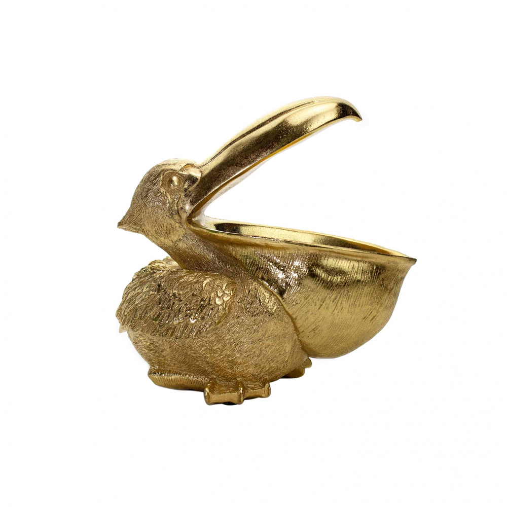 Escultura Decorativa Pelicano em Poliresina Dourado 20x23x11 cm - D'Rossi Escultura Decorativa Pelicano em Poliresina Dourado 20x23x11 cm - D'Rossi
