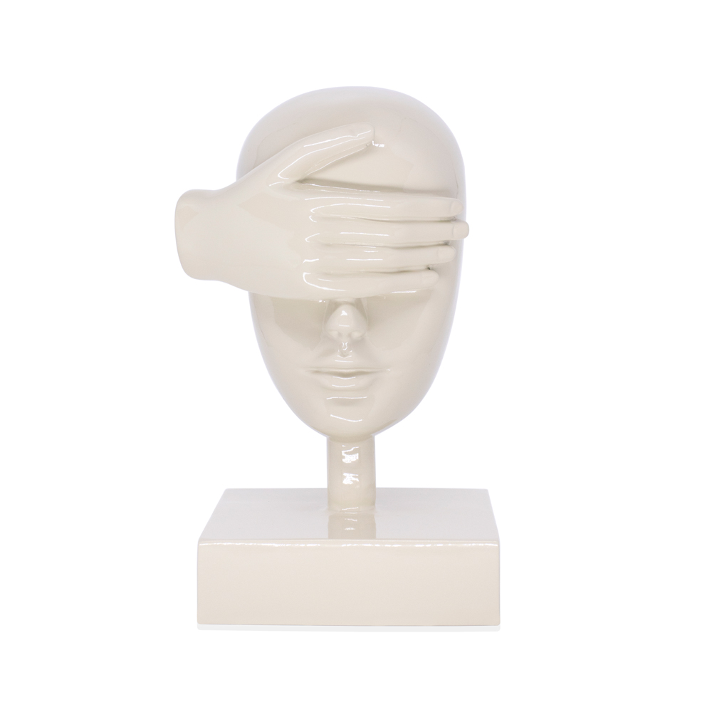 Escultura Decorativa Máscara Cego em Cerâmica Nude 25x15x14 cm - D'Rossi Escultura Decorativa Máscara Cego em Cerâmica Nude 25x15x14 cm - D'Rossi