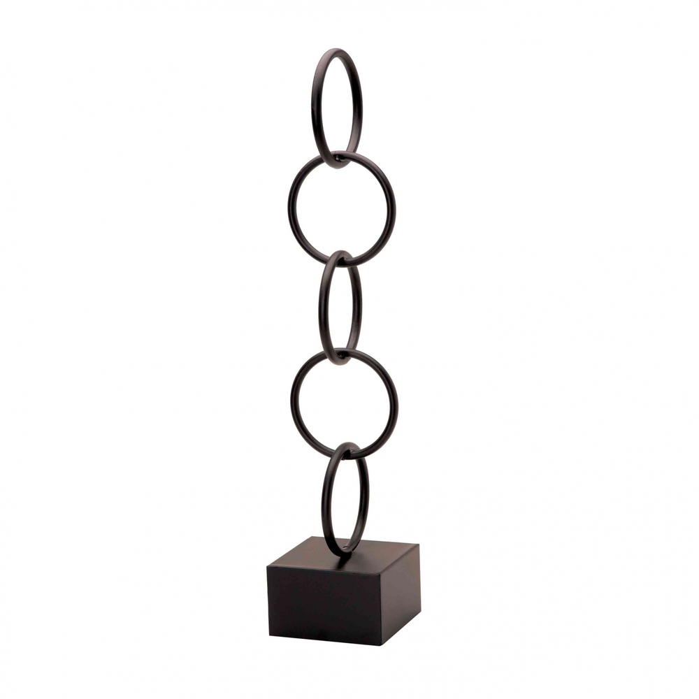 Escultura Decorativa em Metal Círculos Preto 61x13 cm - D'Rossi Escultura Decorativa em Metal Círculos Preto 61x13 cm - D'Rossi