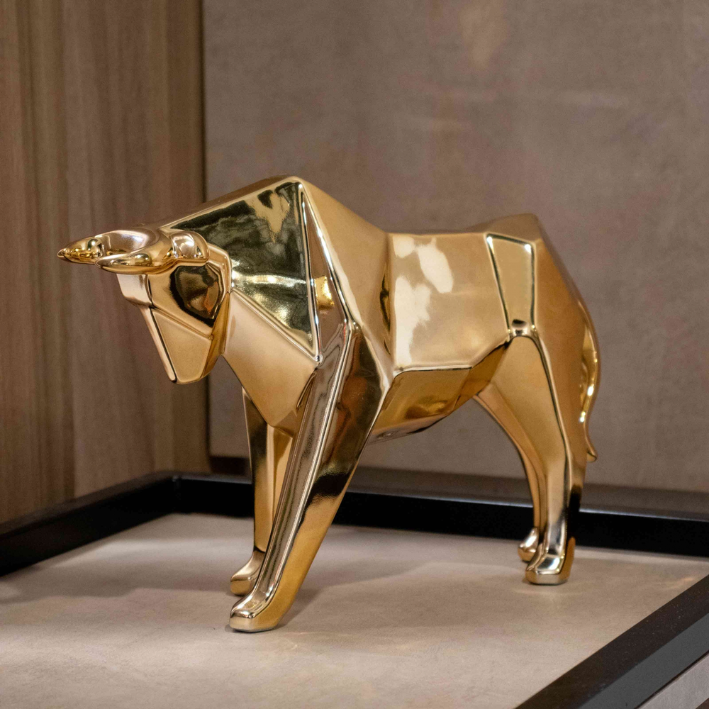Escultura Decorativa Touro Dourado Em Cerâmica 20x30x9 Cm - D'Rossi Escultura Decorativa Touro Dourado Em Cerâmica 20x30x9 Cm - D'Rossi