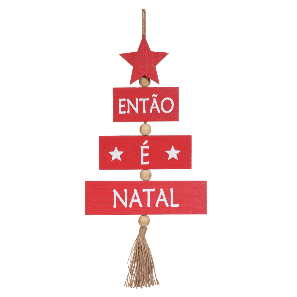Placa Decorativa Então é Natal Vermelho 39x10 cm F04 - D'Rossi Placa Decorativa Então é Natal Vermelho 39x10 cm F04 - D'Rossi