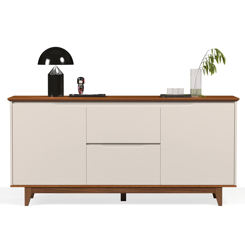 Buffet Aparador para Sala de Jantar 2 Portas 2 Gavetas Flop Off White/Freijó Buffet Aparador para Sala de Jantar 2 Portas 2 Gavetas Flop Off White/Freijó