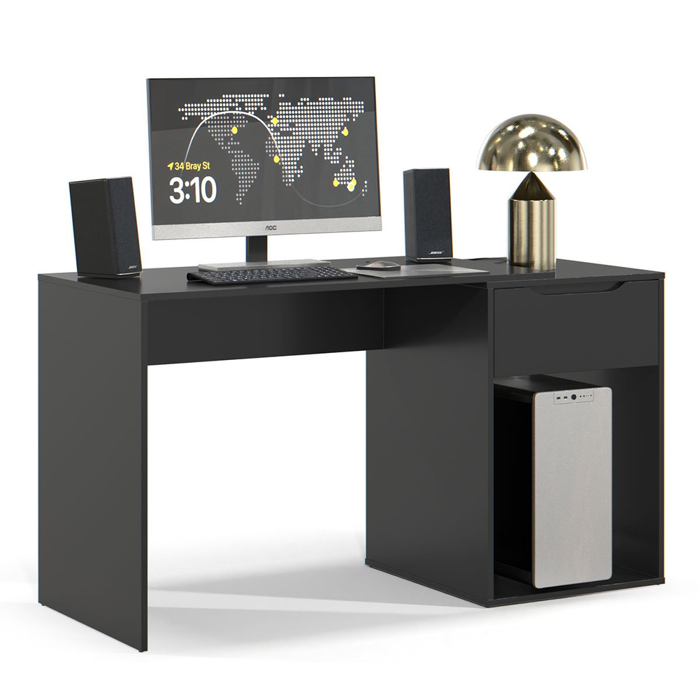 Mesa Escrivaninha 1 Gaveta com Suporte para CPU Flop Preto Mesa Escrivaninha 1 Gaveta com Suporte para CPU Flop Preto