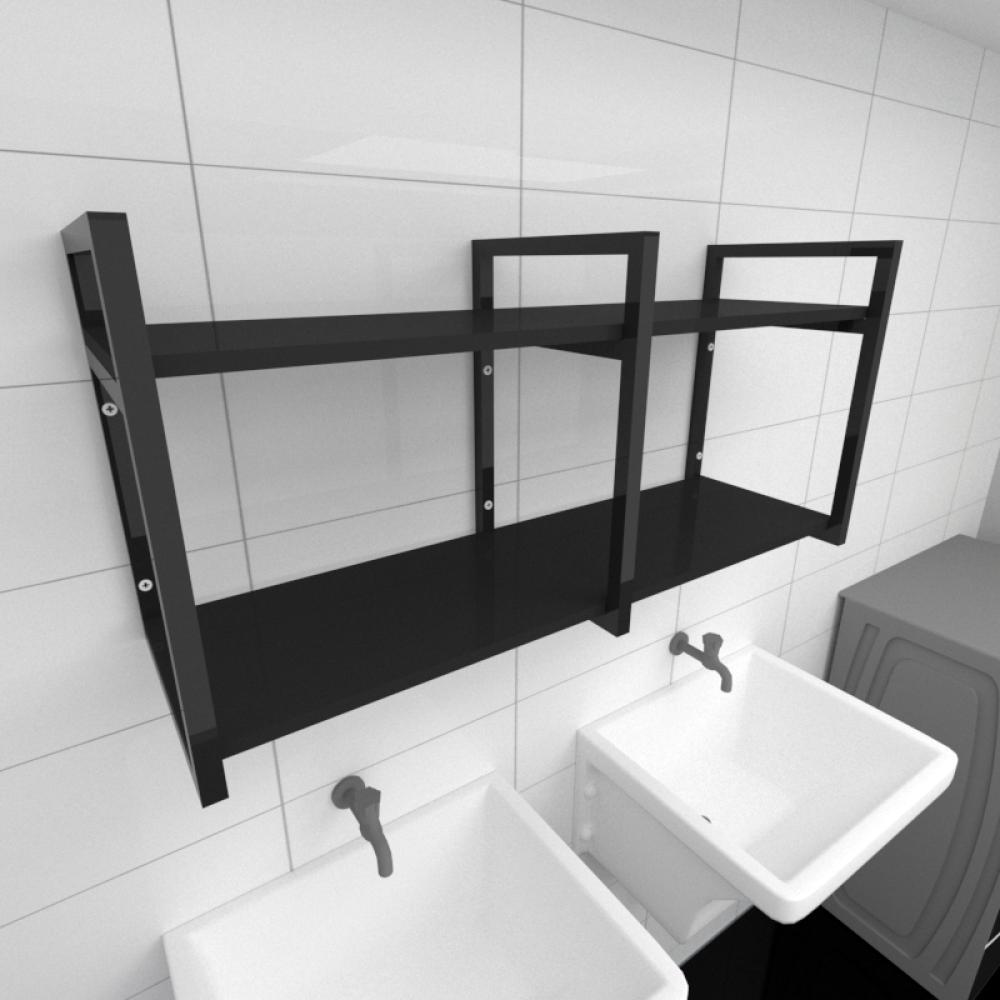 Prateleira industrial para lavanderia aço cor preto prateleiras 30cm cor preto modelo ind22plav Prateleira industrial para lavanderia aço cor preto prateleiras 30cm cor preto modelo ind22plav