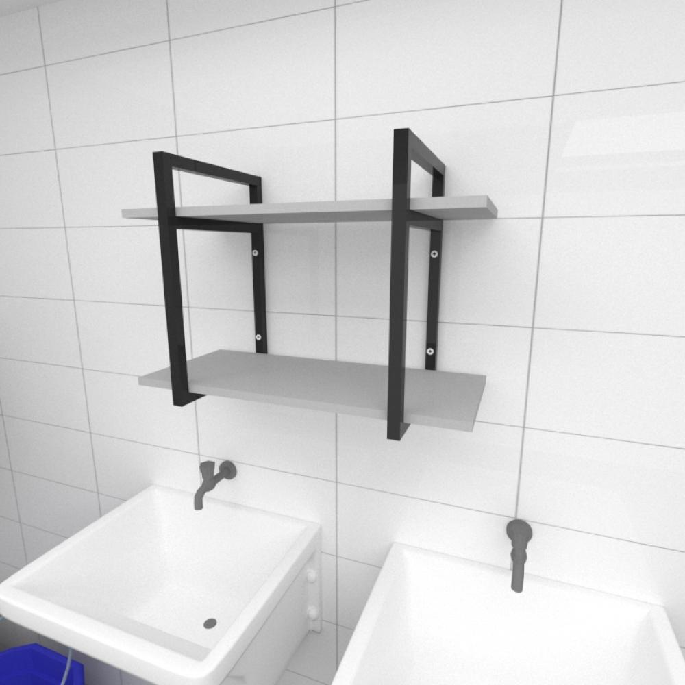 Prateleira industrial para lavanderia aço cor preto prateleiras 30 cm cor cinza modelo ind02clav Prateleira industrial para lavanderia aço cor preto prateleiras 30 cm cor cinza modelo ind02clav