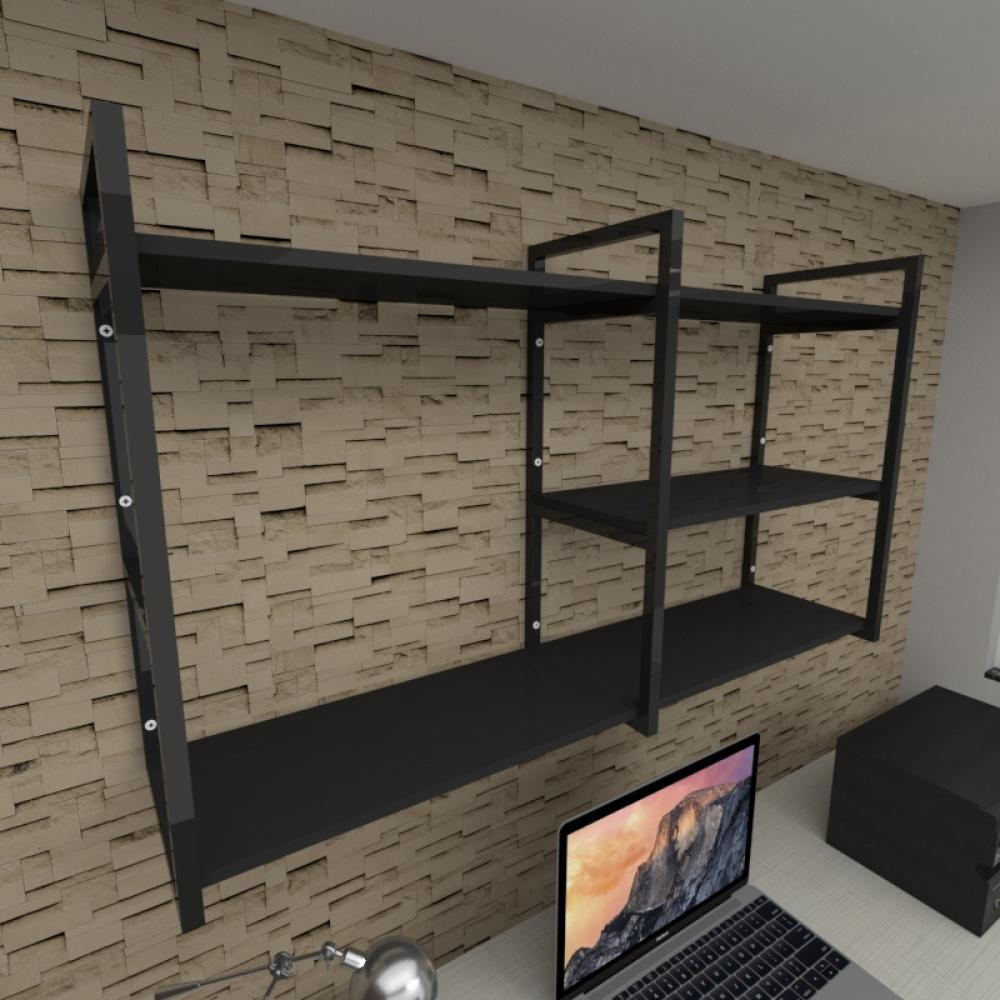 Prateleira industrial para escritório aço cor preto prateleiras 30cm cor preto modelo ind14pes Prateleira industrial para escritório aço cor preto prateleiras 30cm cor preto modelo ind14pes