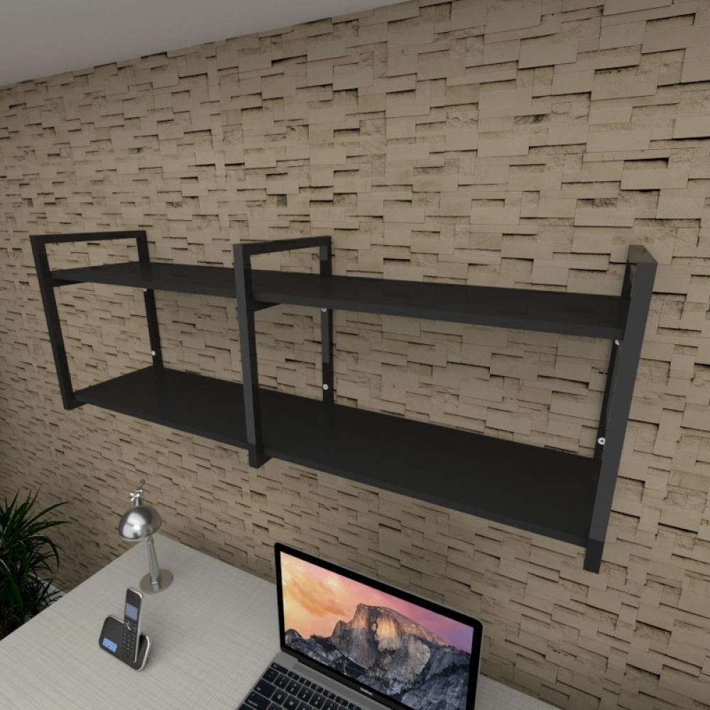 Prateleira industrial para escritório aço cor preto prateleiras 30cm cor preto modelo ind04pes Prateleira industrial para escritório aço cor preto prateleiras 30cm cor preto modelo ind04pes