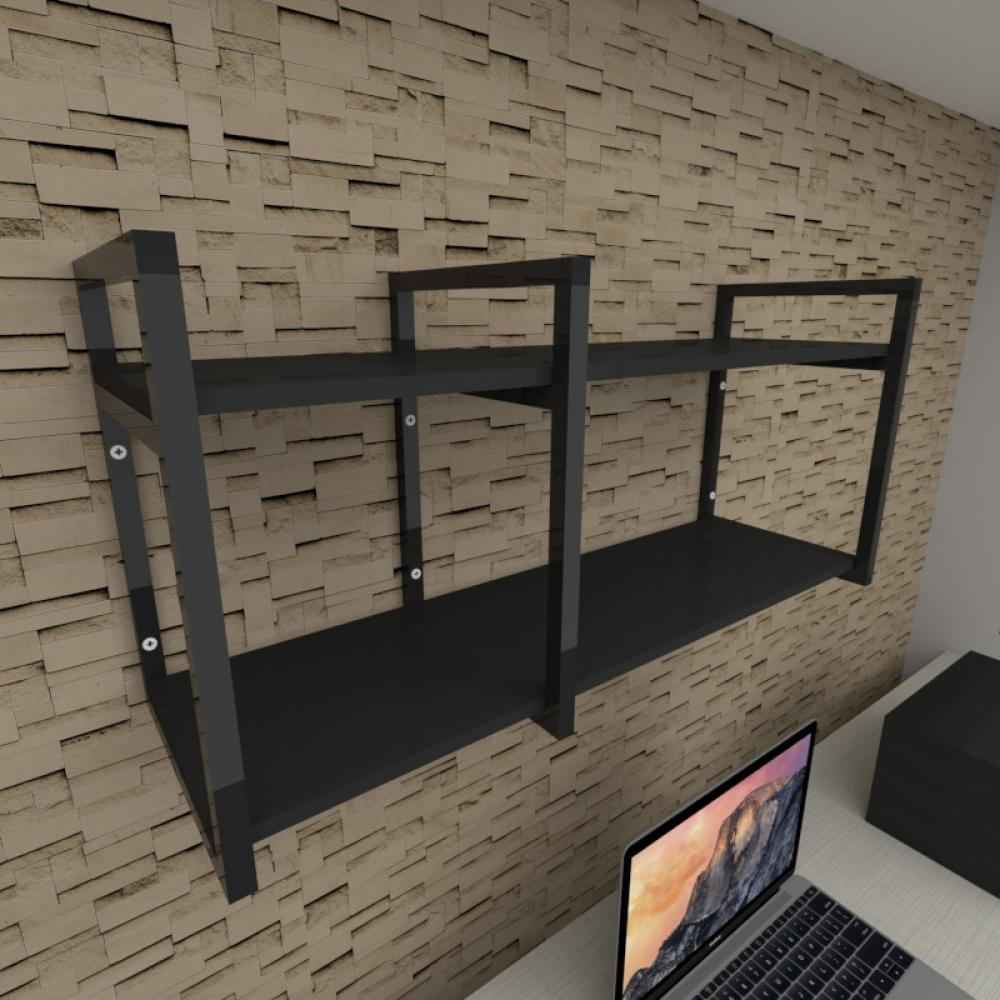 Prateleira industrial para escritório aço cor preto prateleiras 30 cm cor preto modelo ind19pes Prateleira industrial para escritório aço cor preto prateleiras 30 cm cor preto modelo ind19pes