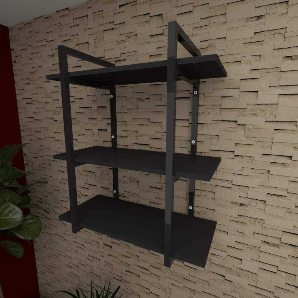Prateleira industrial para escritório aço cor preto prateleiras 30 cm cor preto modelo ind09pes Prateleira industrial para escritório aço cor preto prateleiras 30 cm cor preto modelo ind09pes