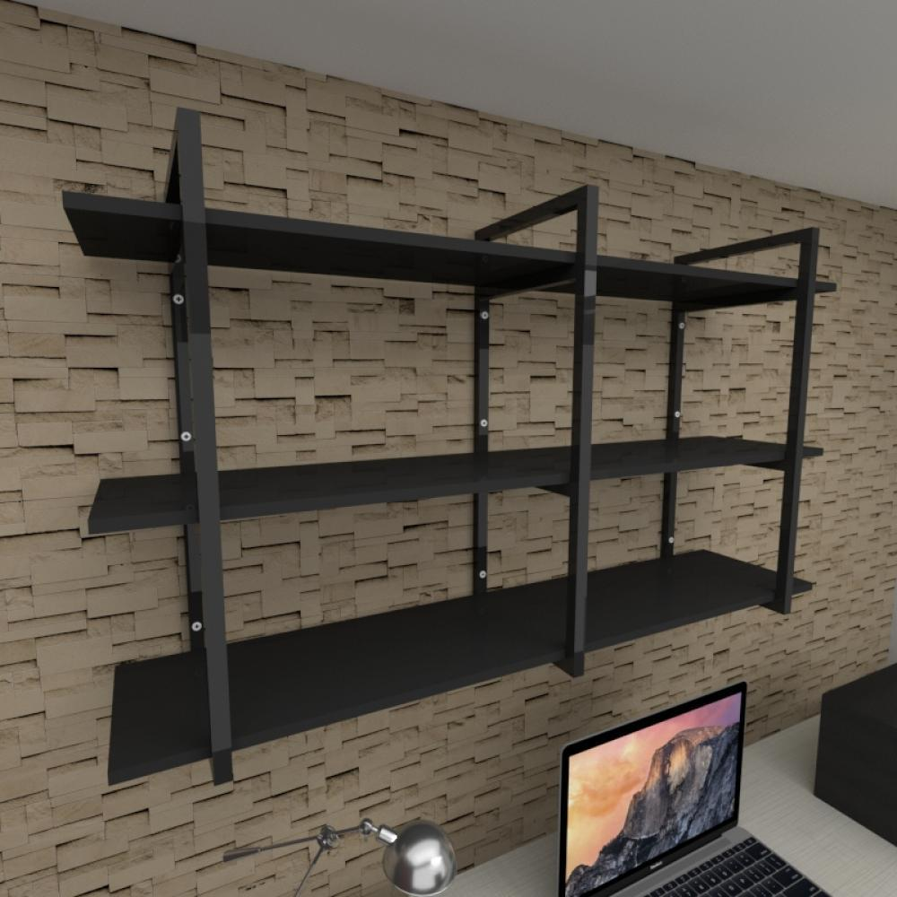 Prateleira industrial para escritório aço cor preto prateleiras 30cm cor preto modelo ind12pes Prateleira industrial para escritório aço cor preto prateleiras 30cm cor preto modelo ind12pes