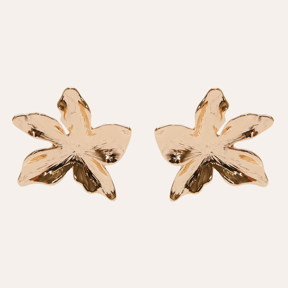 Brinco floral orgânico dourado Brinco floral orgânico dourado